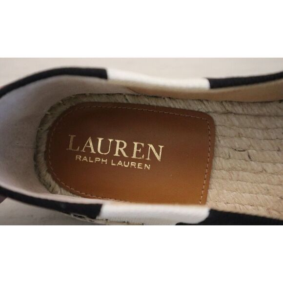 Ralph Lauren Women Sz 9.5 B Black Striped Chleo Slip-On Espadrille Shoes - Picture 8 of 12